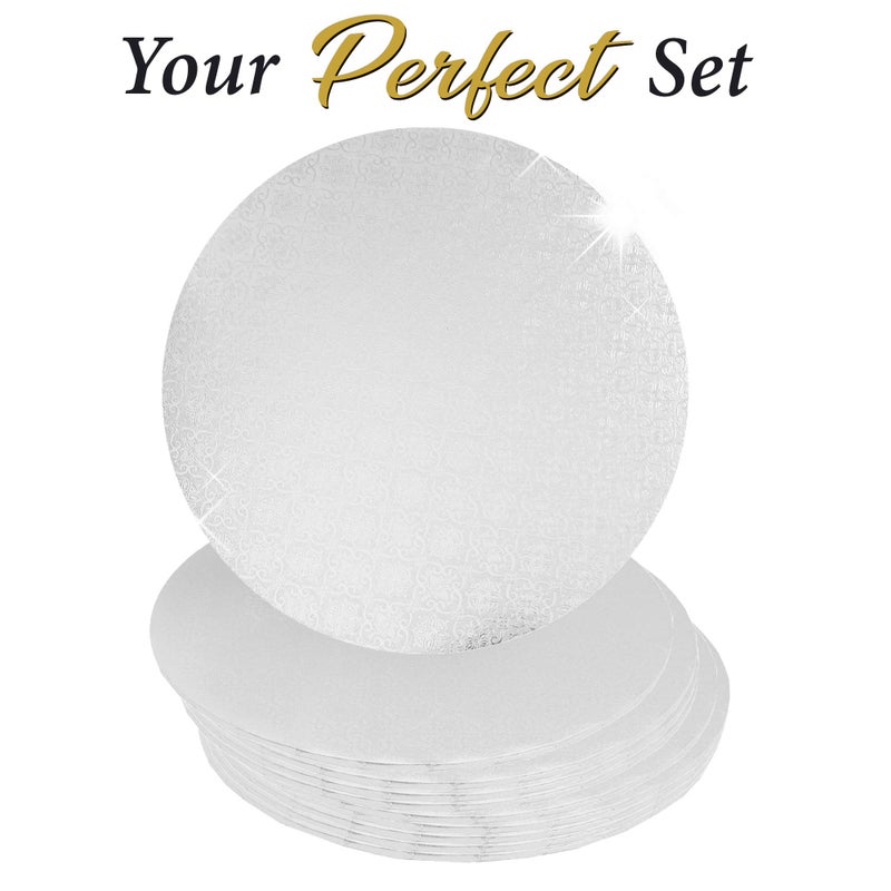 O'CREME White Wraparound Cake Pastry Round Drum Board 1/4 Inch Thick, 8 Inch Diameter - Pack of 10 - Image 2